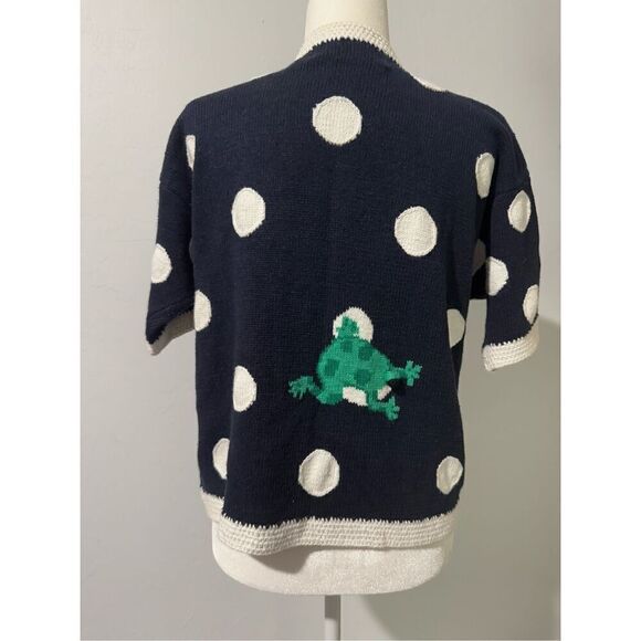 Bellepoint Knit top frog polka dots print S short sleeve frog buttons - Picture 5 of 9